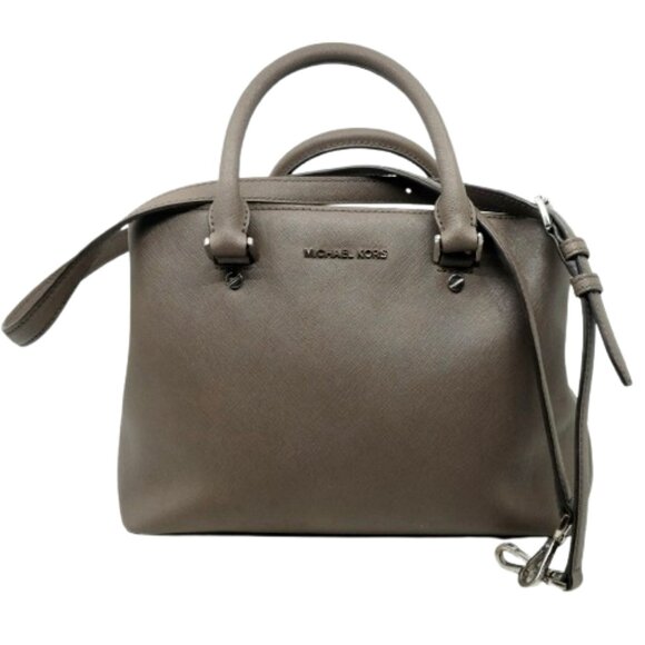 MICHAEL KORS~Savannah Large Satchel~GRAY SAFFIANO LEATHER CROSSBODY TOTE BAG - Picture 1 of 6